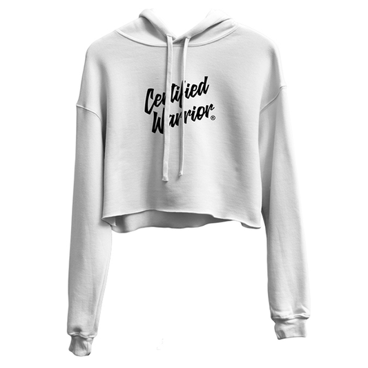 CURSIVE WARRIOR CROP HOODIE - WHITE